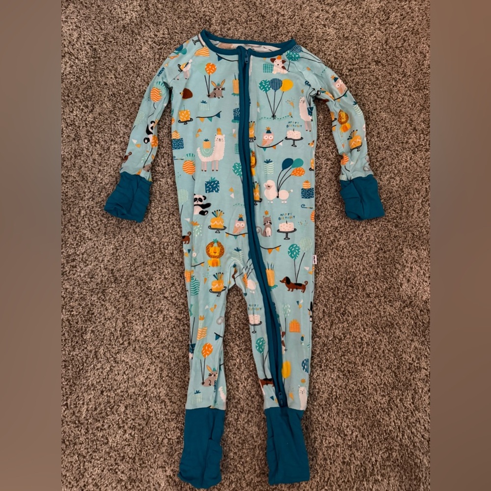 Little Sleepies Blue Party Animal 6-12 Zippy
